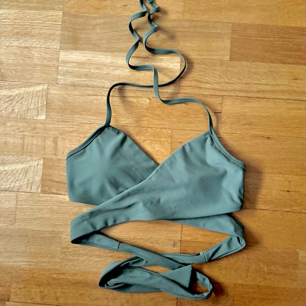 Aerie M Sage Green Wrap Bikini Top
